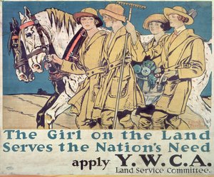 陸上の少女は国民のニーズに応える、第一次世界大戦のYWCAポスター